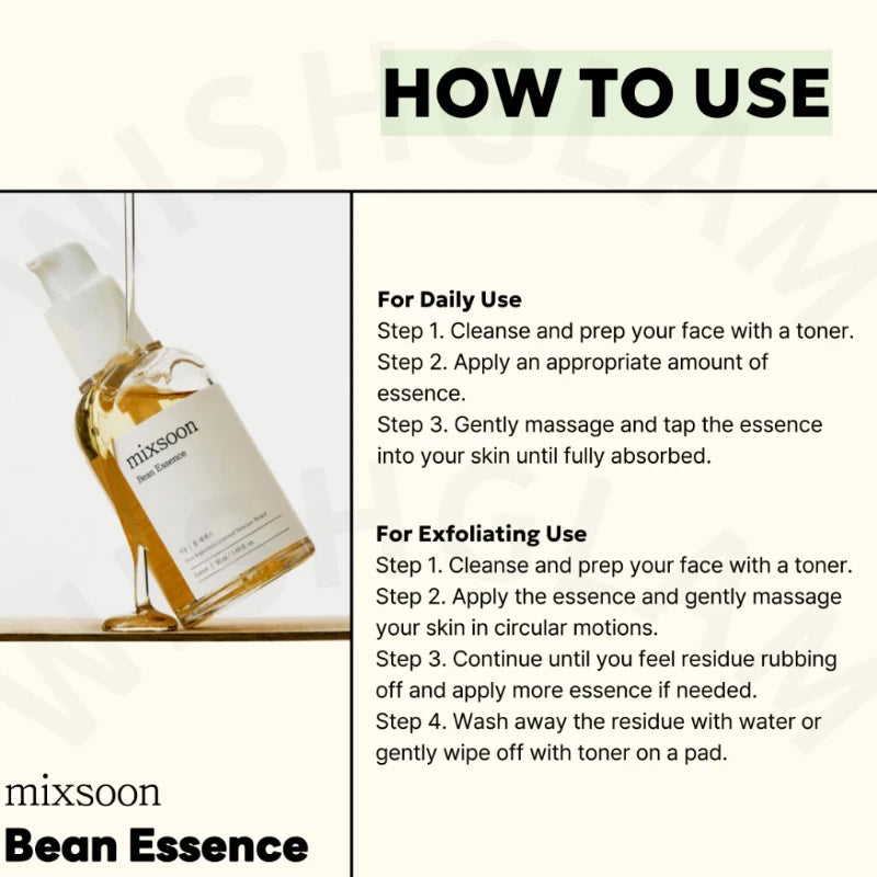 Korean Glow Bean Essence Serum - Hyaluronic Acid Exfoliating Barrier Strengthening Moisturizer 50ml