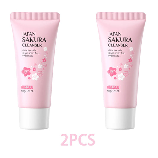 Sakura Facial Cleanser - Deep Cleansing Pore Control Brightening Face Wash for All Skin Types 50g