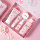 Sakura 5-Piece Korean Skincare Gift Set - Cleanser Toner Serum Face Cream Eye Cream Niacinamide