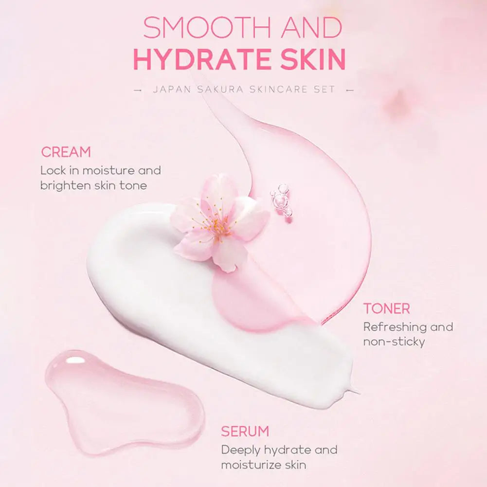 Sakura Cherry Blossom Skincare Set - 3-Piece or 5-Piece Hydrating Gift Box