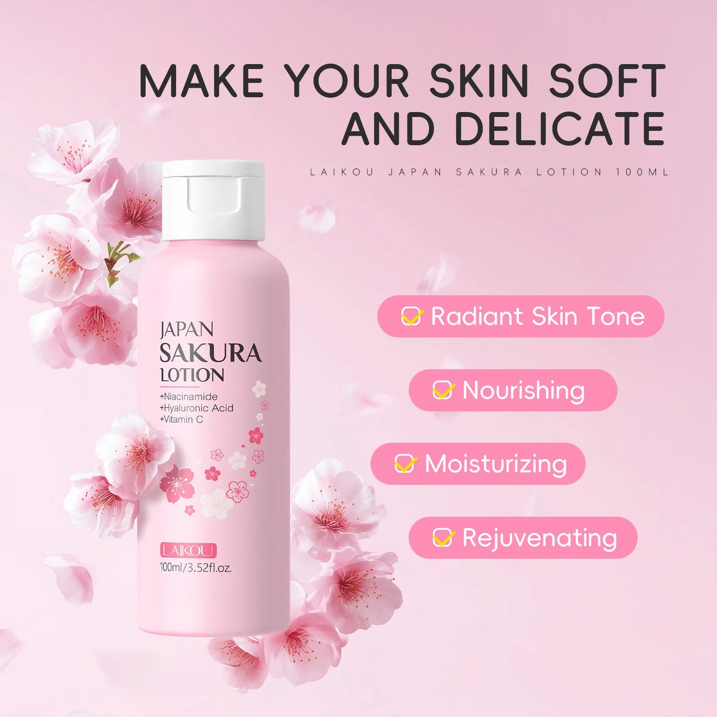 Sakura Face Lotion & Moisturizing Essence - Pore Minimizing Skin Repairing Elasticity Booster 100ml