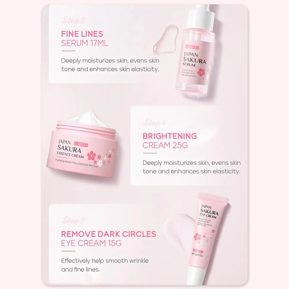 Sakura Cherry Blossom Skincare Set - 3-Piece or 5-Piece Hydrating Gift Box