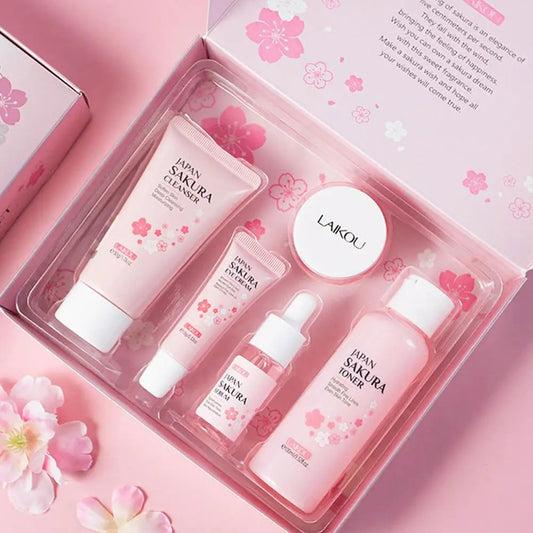 Sakura Cherry Blossom Skincare Set - 3-Piece or 5-Piece Hydrating Gift Box